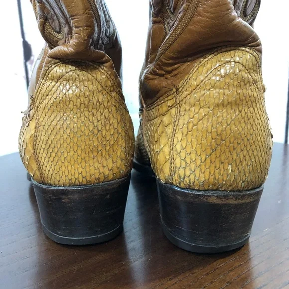 Dan Post Men's Tan Exotic SnakeSkin & Leather Western Boots 11 - Picture 10 of 16